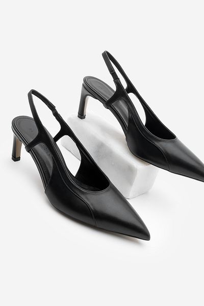 Marjin Damen Stiletto Silhouette Schwarz-Rückseite Kategorie Offene Absätze Schuhe