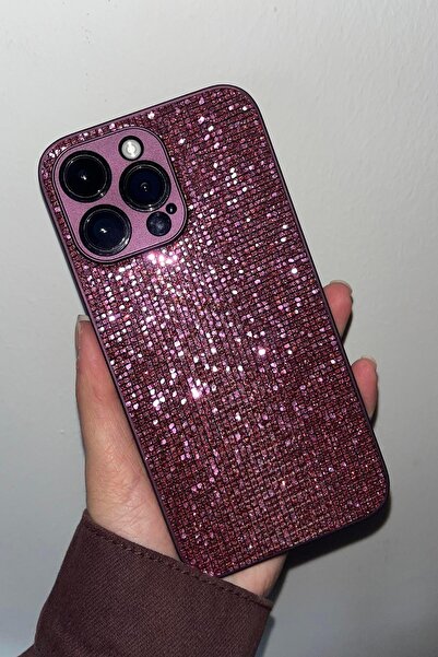 TAKIŞTIR Mor Renk Taş Detaylı 15 Pro Max Telefon Kılıfı