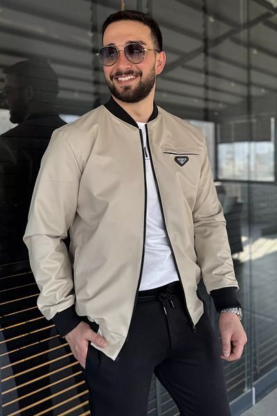 MİSHAR İTALİA Ανδρικό παλτό από συνθετικό δέρμα με επένδυση από πέτρα