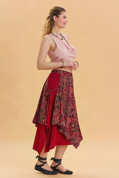 Los banditos Casual Skirt with Elastic Waist and Tie Detail