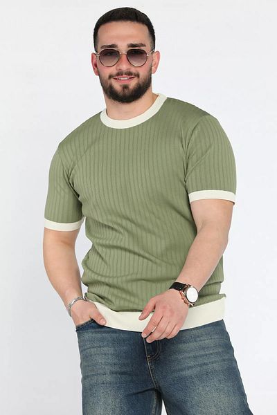 MİSHAR İTALİA Ανδρικό T-Shirt Khaki Crew Neck