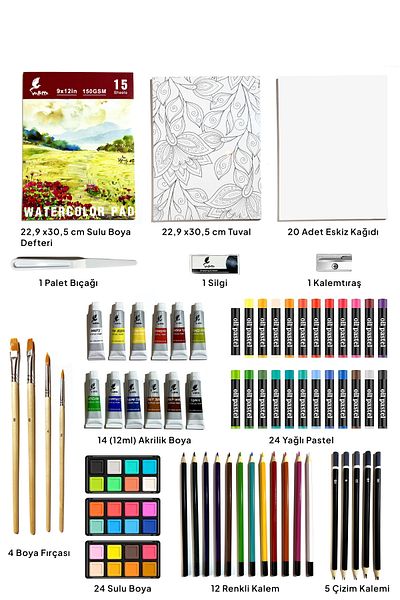 valletta Siena 110-Piece Aluminum Carrying Case Mixed Drawing Painting Media and Art Set