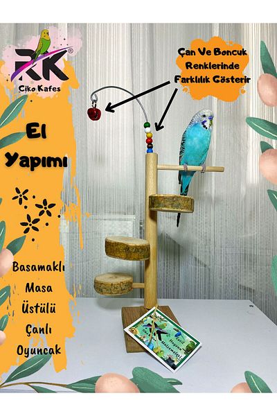 Ciko Kafes Table Top and Cage Top Step Bell Beaded Bird Toy