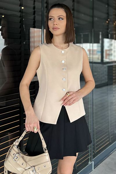 GÜLSELİ Stone Crew Neck Lined Women's Vest