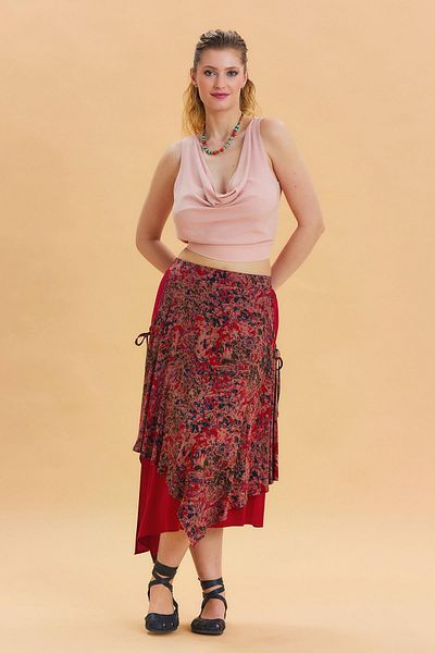 Los banditos Casual Skirt with Elastic Waist and Tie Detail
