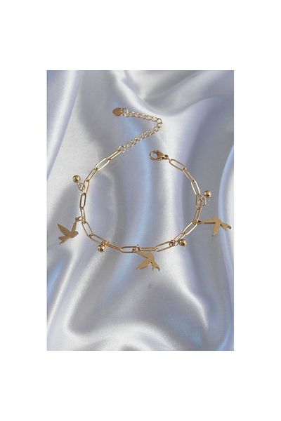 Skygo Gold Colored 316L Bird Design - Chain Bracelet with Heel Detail - TJ-BB6182