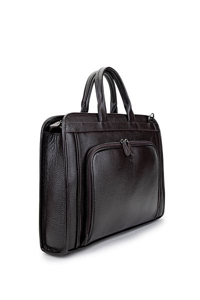 Tamer Tanca Men's Genuine Leather Brown Briefcase
