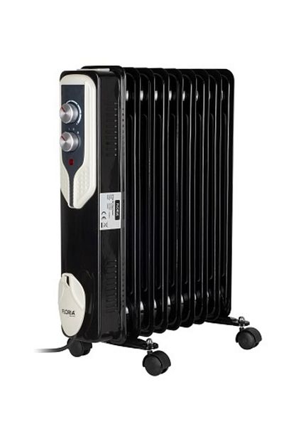 Floria Calorifer electric Floria ZLN3659,Negru 2000 W, 9 elementi, 3 trepte de putere, Termostat reglabil