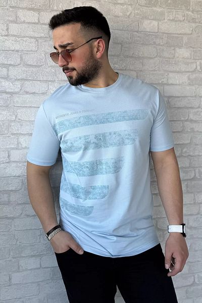 MİSHAR İTALİA Ανδρικό μπλουζάκι με στάμπα Baby Blue
