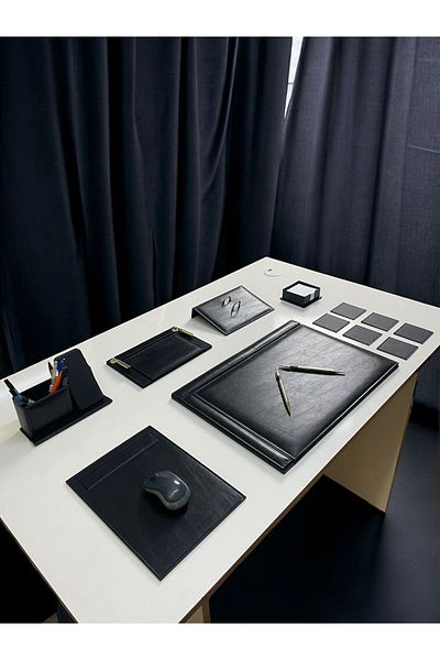 Kerem ofis L Column Leather Desk Mat Set - Leather Desk Mat, Notepad Notebook Set Office Gift