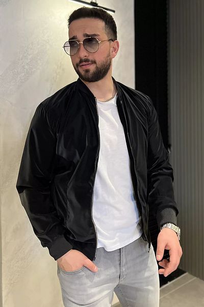 MİSHAR İTALİA Black Men's Double Pocket Lined Seasonal Coat