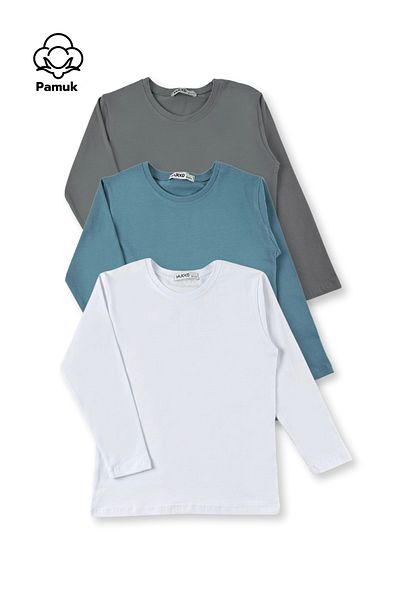 MK Mukko Kids Set de 3 fete și băieți, tricou Badi cu design de bază simplu