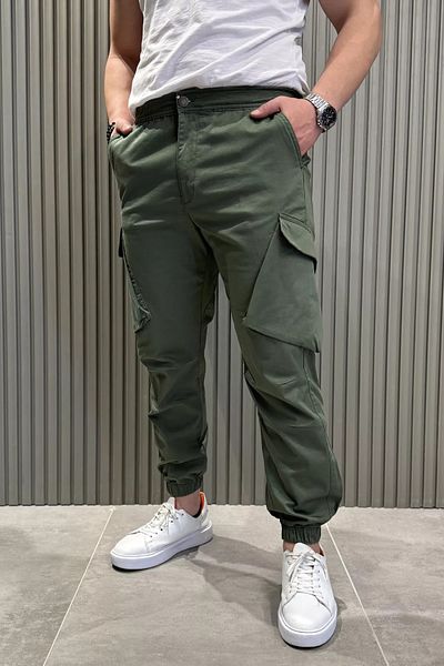 MİSHAR İTALİA Ανδρικό παντελόνι Khaki Cargo Pocket Jogger