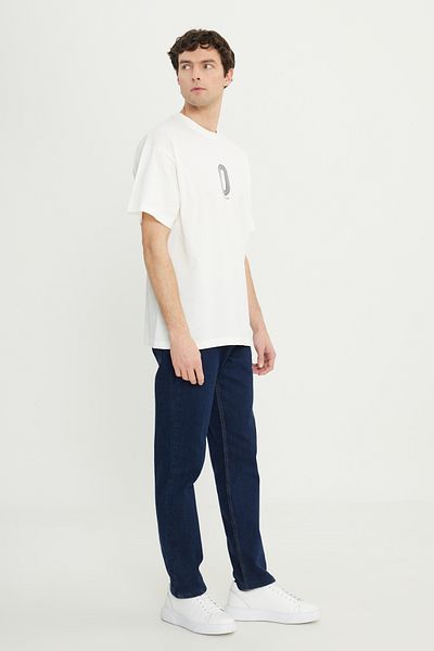 AC&Co / Altınyıldız Classics Men's Ecru 100% Cotton Oversize Fit Relaxed Cut Crew Neck Printed T-Shirt