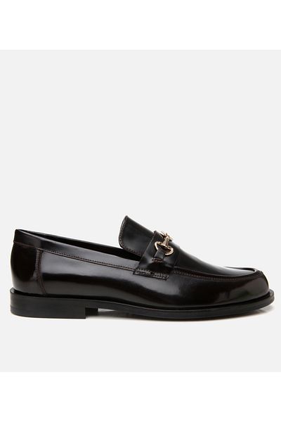 Hotiç Loafer clasic pentru bărbați din piele cu cataramă roșie