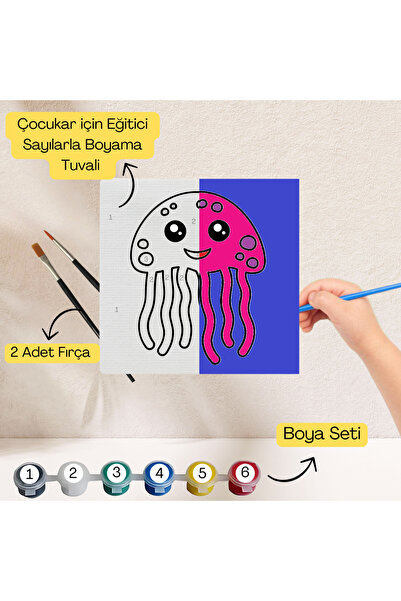 hediye hobim Çocuklar İçin Eğitici Sayılarla Boyama Seti Deniz Anası–20x20 ,B...