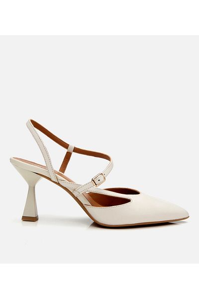 Hotiç Women's Leather Ecru Thin Heeled Stiletto