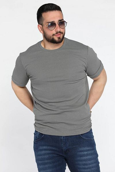 MİSHAR İTALİA Ανδρικό T-Shirt με λαιμόκοψη σε ανοιχτό χακί