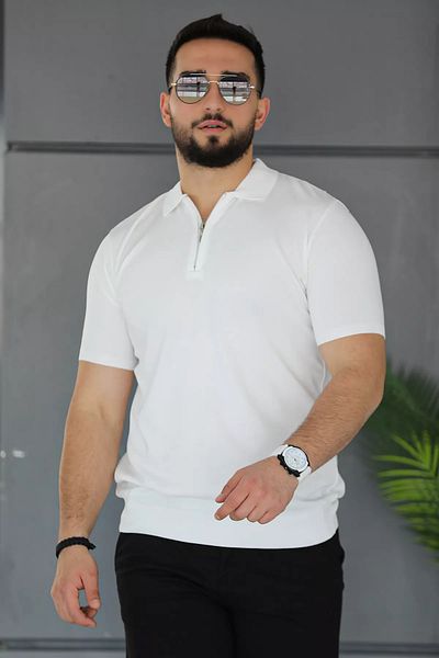 MİSHAR İTALİA Ανδρικό μπλουζάκι από Lycra με μισό φερμουάρ με γιακά πόλο