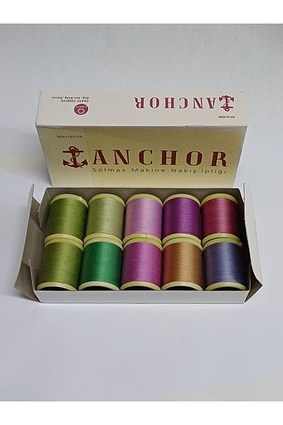 Anchor 10 Color Mixed Set 10 Gram Anchor Cotton Machine Embroidery Spool