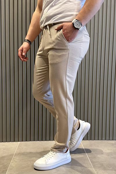 MİSHAR İTALİA Stone Waist Elastic Zippered Men's Jogger Pants
