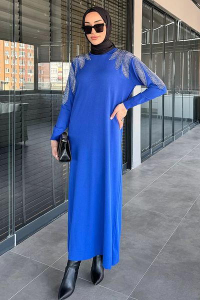 julude Φόρεμα Πλεκτό Hijab με Πέτρα Σαξόφωνο