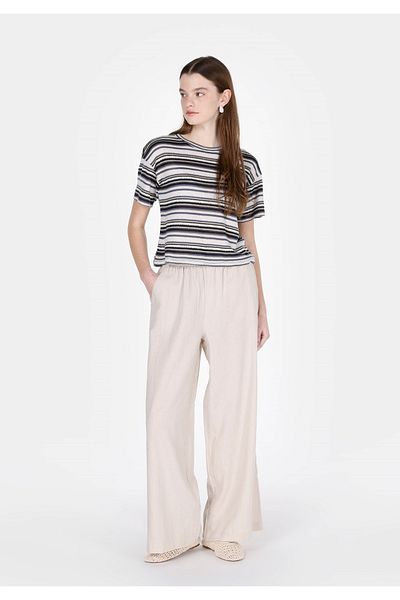 Colin's Pantaloni de damă, bej, cu talie înaltă, cu picioare largi