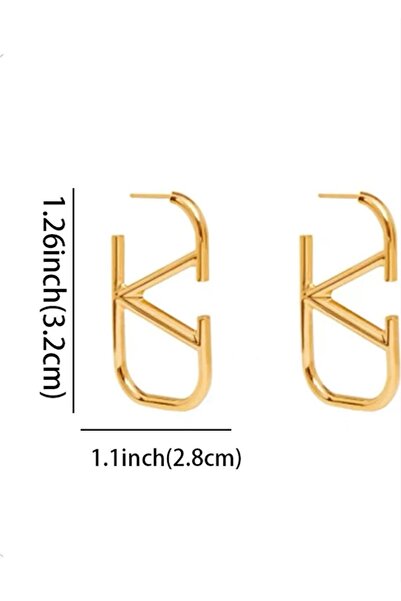 monalisatoka Kadın V Model Gold Küpe