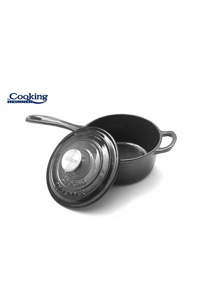 Cooking by Heinner ENAMELED CASSEROLE+LID 19 X 9 CM, 1.8 L, MARBLE GREY