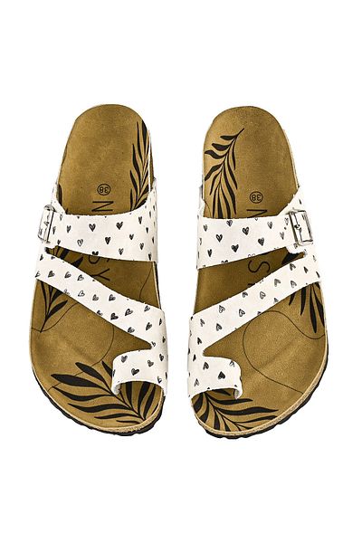 NOOSY Papuci de damă cu design Little Hearts imprimați