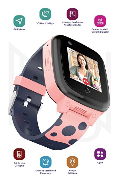UZ Görüntülü Konuşma Özellikli Ve Gps Konum Takipli Akıllı Çocuk Saati (BTK KAYITLI-YERLİ ÜRETİM)