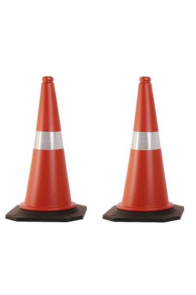 Generic 2 قطعة من قمع مرور بارتفاع 75 سم - قمع سلامة مع طوق عاكس للاستخدام في مواقف السيارات وتدريب القيادة