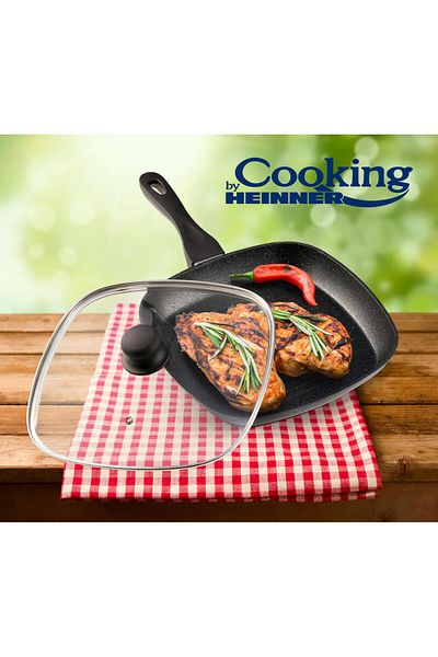 Heinner ALUMINUM GRILL PANE+LID, 28X4CM, BLACK SAND, COOKING BY