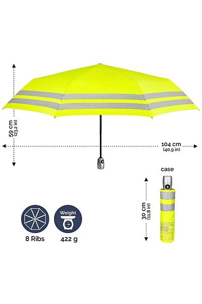Perletti Reflective yellow umbrella, Perletti, 59x104 cm, Perletti Technology collection