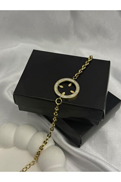 LOVELYSTORE Zincirli İçi Boş veya Dolu Çeyrek Altın Çerçeveli Zirkon Taş İşle...