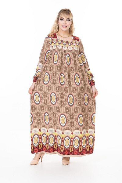 mervemoda Women's Long Sleeve Plus Size Summer Woven Dress