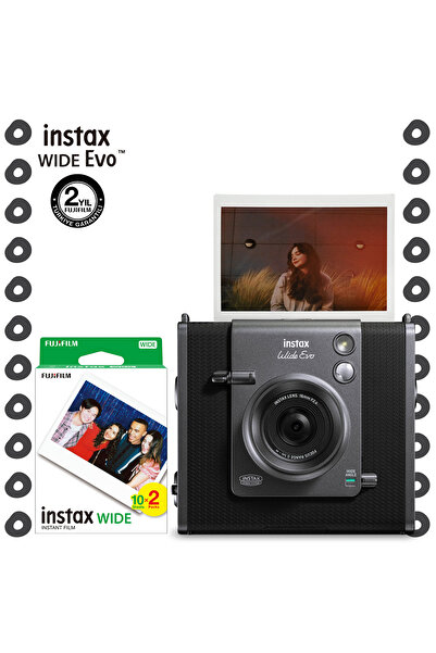 Fujifilm Instax Wide Evo Siyah Şipşak Anında Baskı Hybrid Fotoğraf Makinesi v...