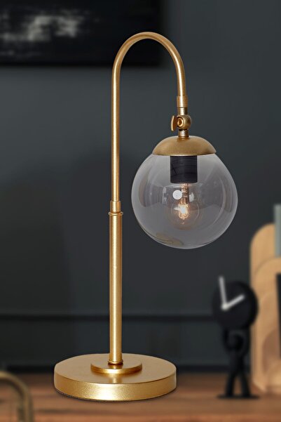 Luzarana Amor Sarı Metal Gövde Füme Camlı Tasarım Lüx Masa Lambası