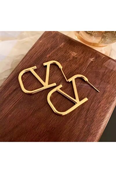 monalisatoka Kadın V Model Gold Küpe