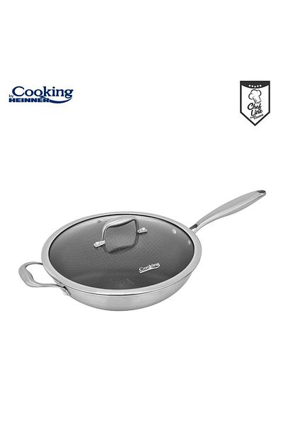 Cooking by Heinner STAINLESS STEEL WOK PAN + LID 30 x 8.5 CM, TITANIUM3