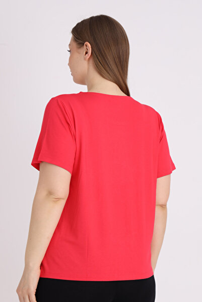 İntensive Women's Plus Size Printed Short Sleeve T-Shirt