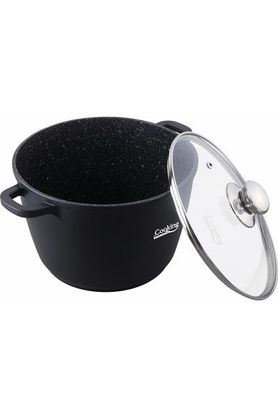 Cooking by Heinner CAST ALUMINUM STOCK POT+ GLASS LID, 28X20 CM, 10 L, DARK LINE