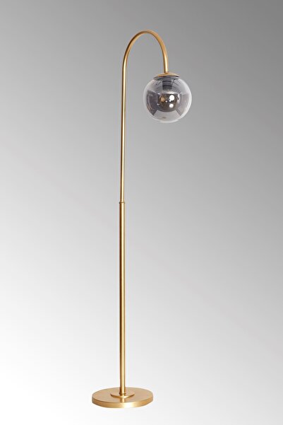 Luzarana Amor Sarı Metal Gövde Füme Camlı Tasarım Lüx Yerden Aydınlatma Lambader