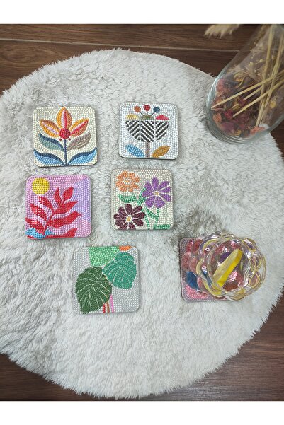 Rüya Kutusu Çiçek temalı bardak altlığı elmas boyama seti