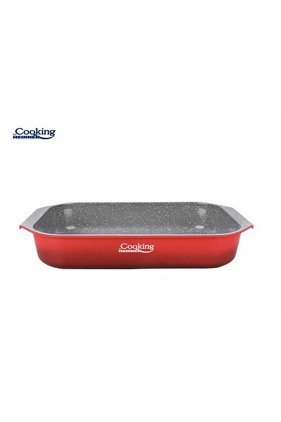 Cooking by Heinner CAST ALUMINUM TRAY WITH CERAMIC COVER 39.5x26 CM, RED LINE