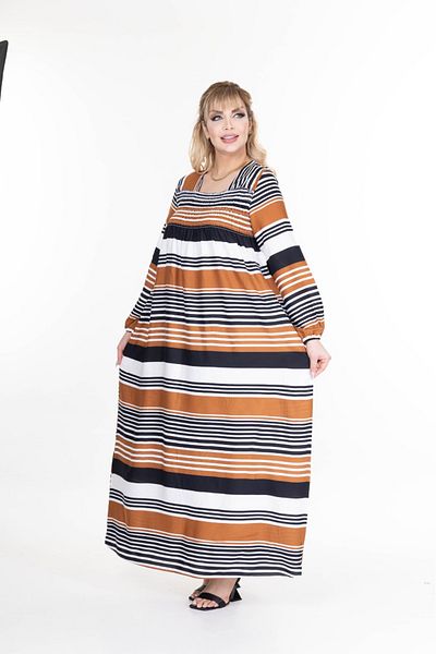 mervemoda Γυναικείο μακρυμάνικο φόρεμα μεγάλου μεγέθους καλοκαιρινό υφαντό