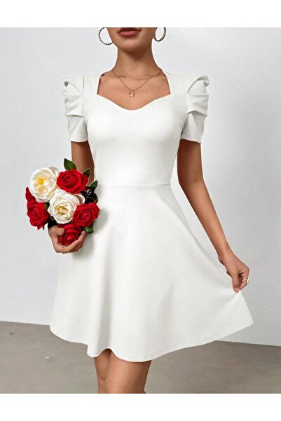 Styling Park Şık Kol Detaylı Mini Mezuniyet Balo Düğün Nikah Özel Gün Elbisesi