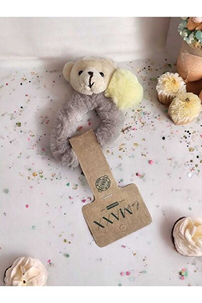 Tiny Girl's Plush Teddy Bear Detailed Pompom Hair Clip Accessory