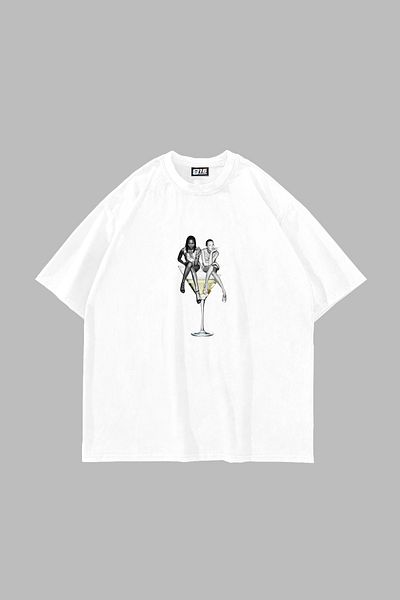 Sekizbiraltı Dirty Martini Printed Oversize Unisex Λευκό Tshirt
