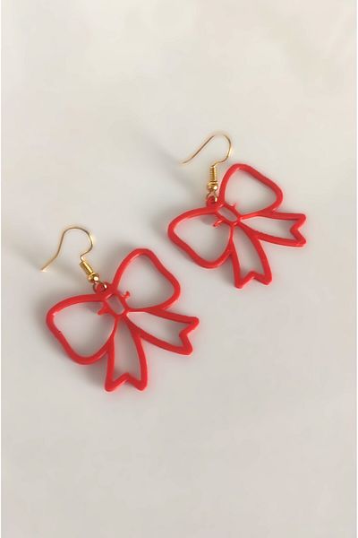 Bujiteri Red Bow Earrings